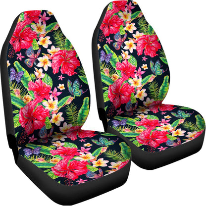 Exotic Hibiscus Flowers Pattern Print Universal Fit Car Seat Covers