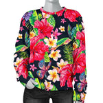 Exotic Hibiscus Flowers Pattern Print Women's Crewneck Sweatshirt GearFrost