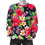 Exotic Hibiscus Flowers Pattern Print Women's Crewneck Sweatshirt GearFrost