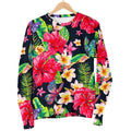 Exotic Hibiscus Flowers Pattern Print Women's Crewneck Sweatshirt