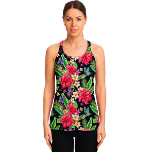 Exotic Hibiscus Flowers Pattern Print Women's Racerback Tank Top