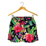 Exotic Hibiscus Flowers Pattern Print Women's Shorts