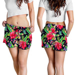 Exotic Hibiscus Flowers Pattern Print Women's Shorts