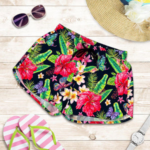 Exotic Hibiscus Flowers Pattern Print Women's Shorts