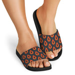 Exotic Papaya Pattern Print Black Slide Sandals