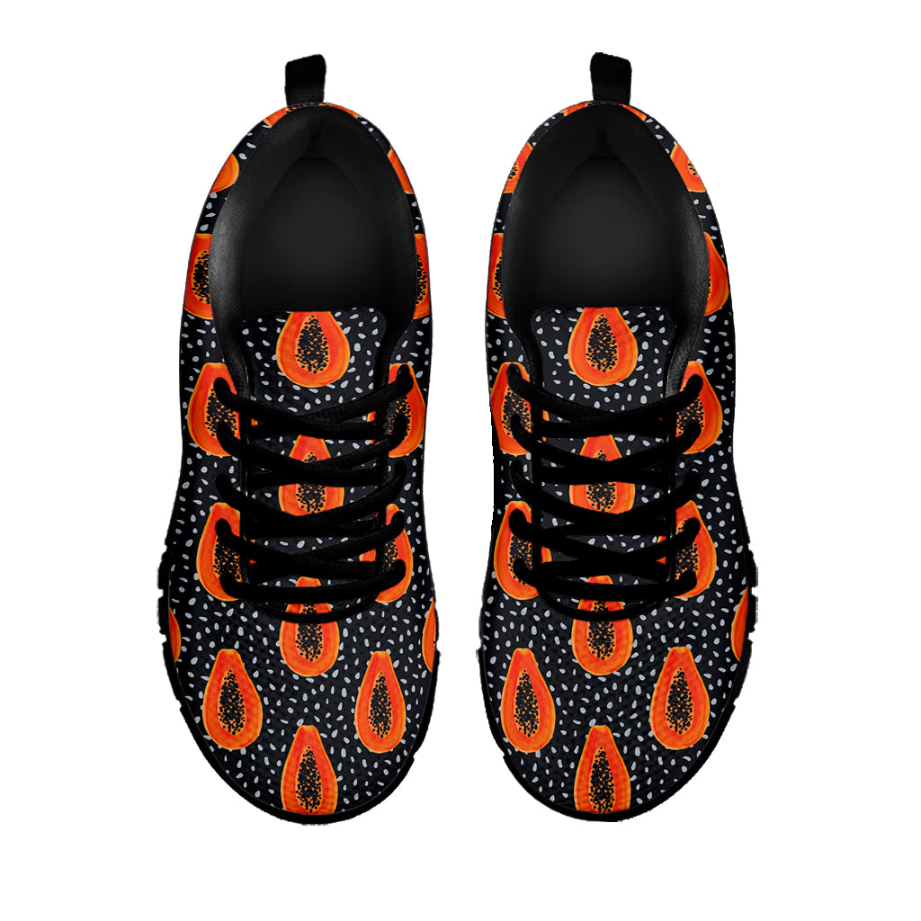 Exotic Papaya Pattern Print Black Sneakers