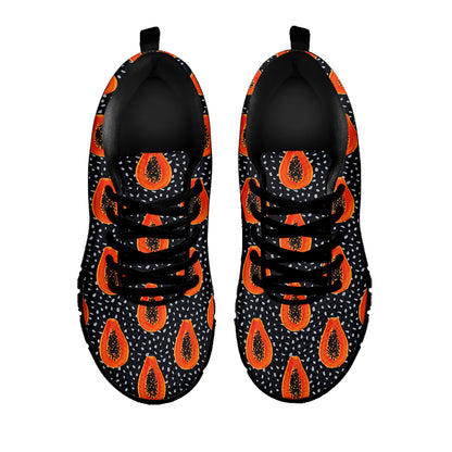 Exotic Papaya Pattern Print Black Sneakers
