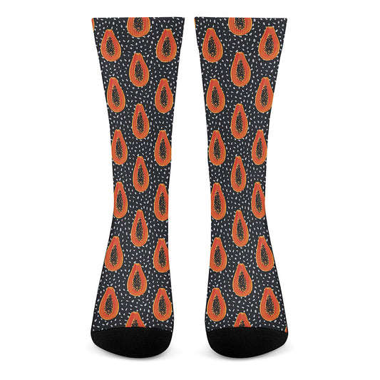 Exotic Papaya Pattern Print Crew Socks