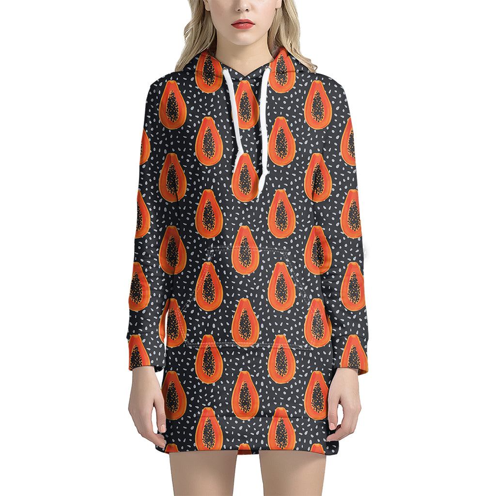 Exotic Papaya Pattern Print Hoodie Dress