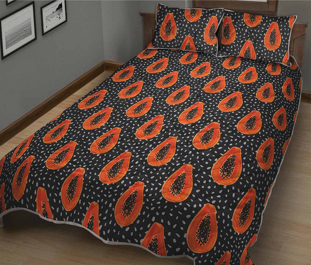 Exotic Papaya Pattern Print Quilt Bed Set