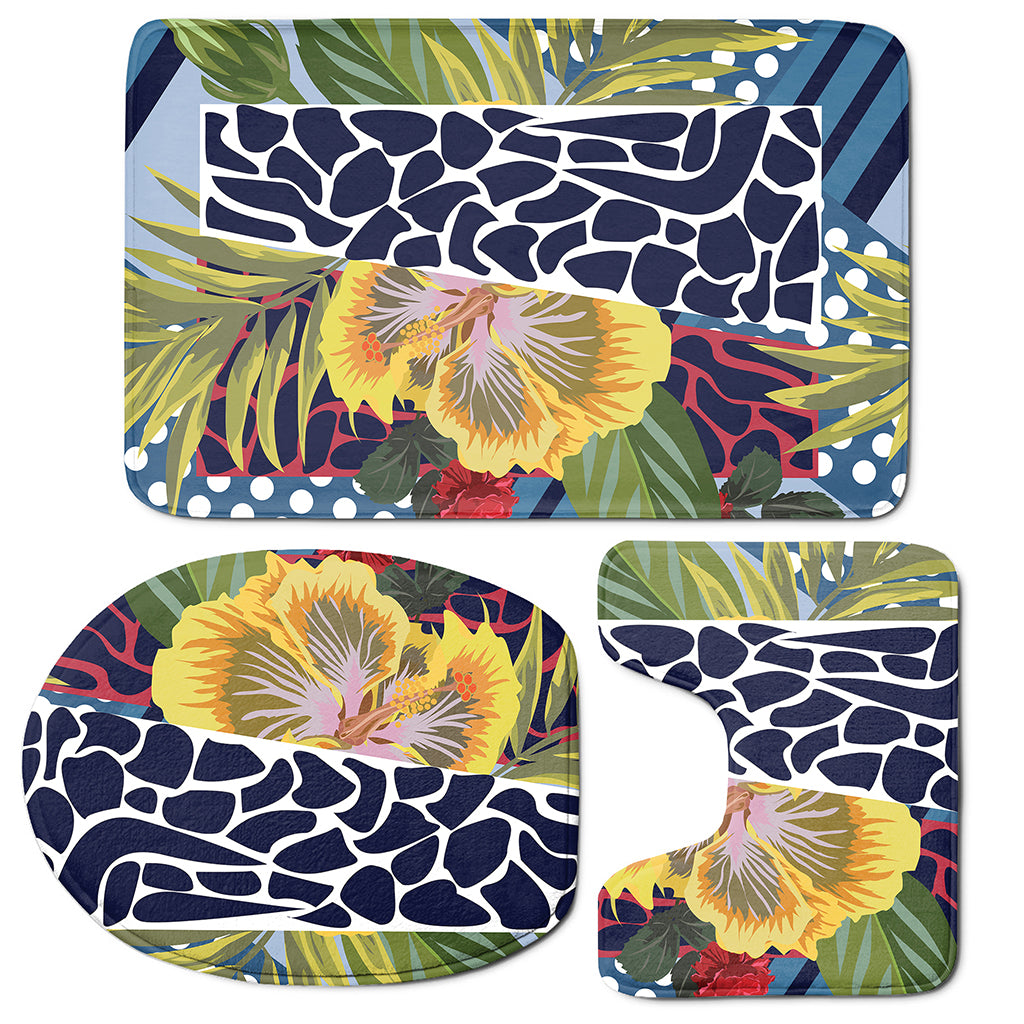 Exotic Patchwork Pattern Print 3 Piece Bath Mat Set