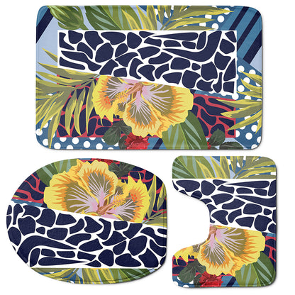 Exotic Patchwork Pattern Print 3 Piece Bath Mat Set