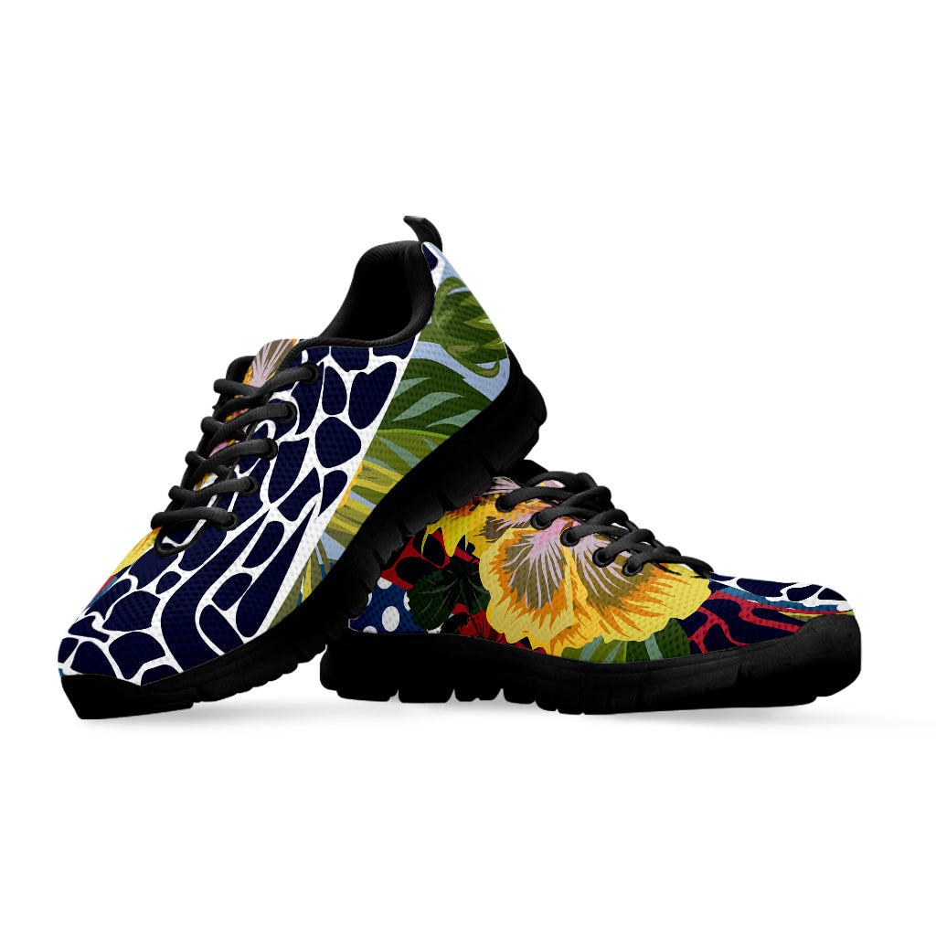 Exotic Patchwork Pattern Print Black Sneakers