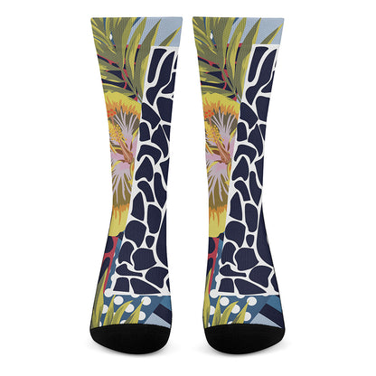 Exotic Patchwork Pattern Print Crew Socks