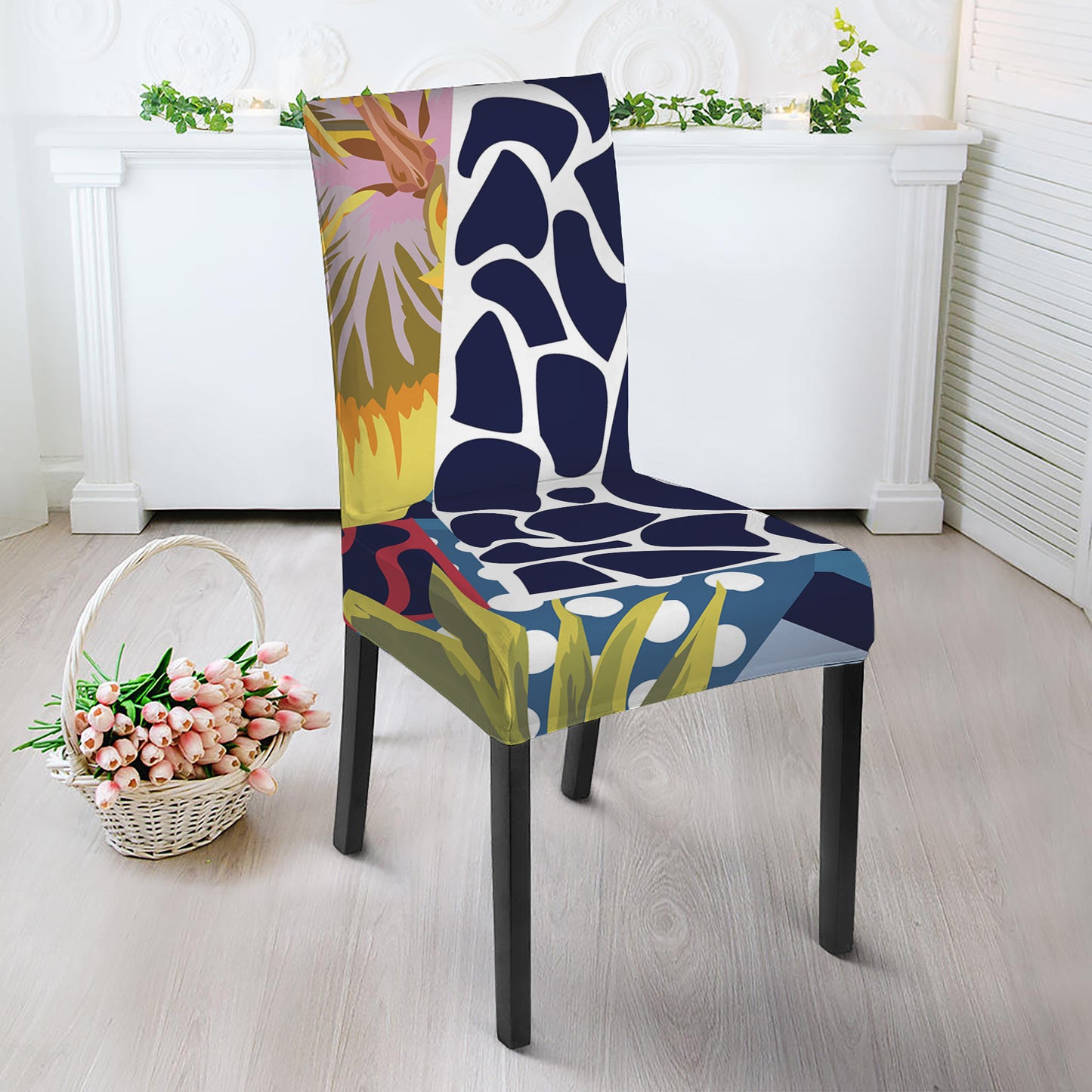 Exotic Patchwork Pattern Print Dining Chair Slipcover