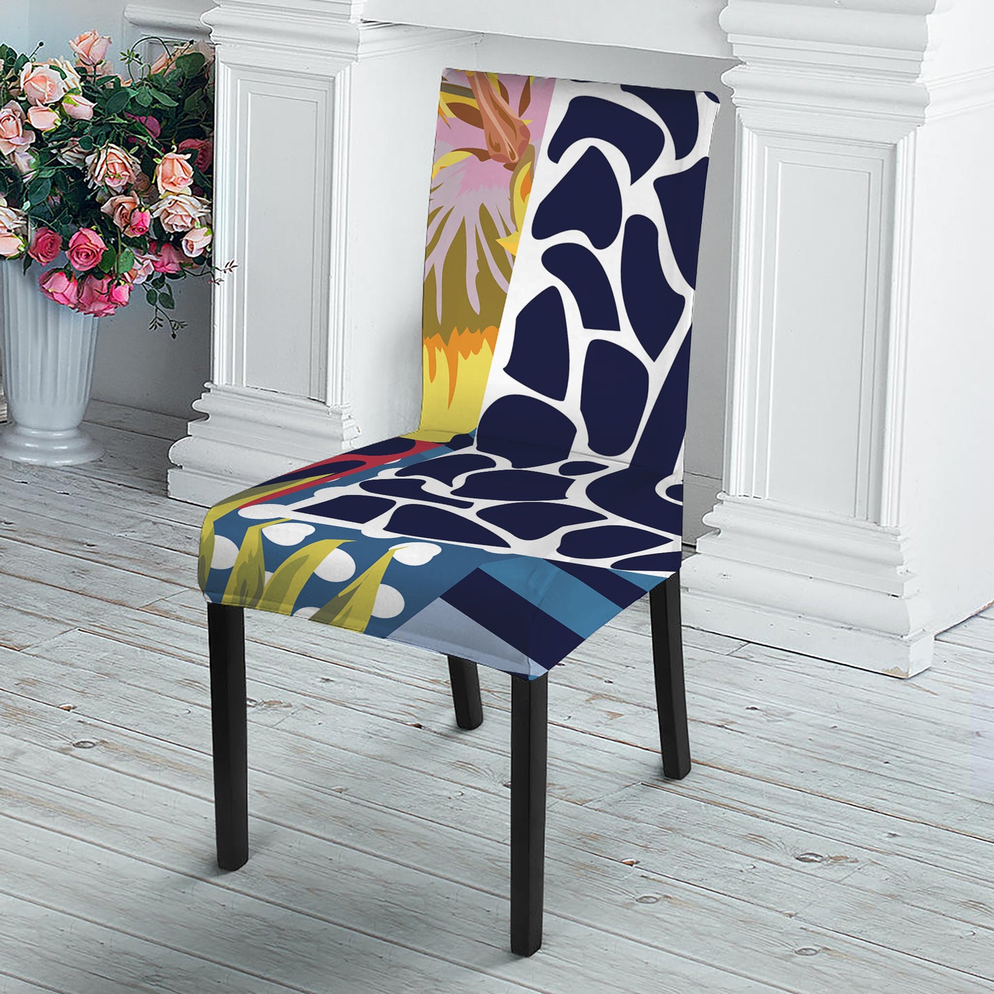 Exotic Patchwork Pattern Print Dining Chair Slipcover