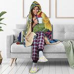 Exotic Patchwork Pattern Print Hooded Blanket
