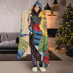 Exotic Patchwork Pattern Print Hooded Blanket