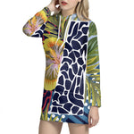 Exotic Patchwork Pattern Print Hoodie Dress