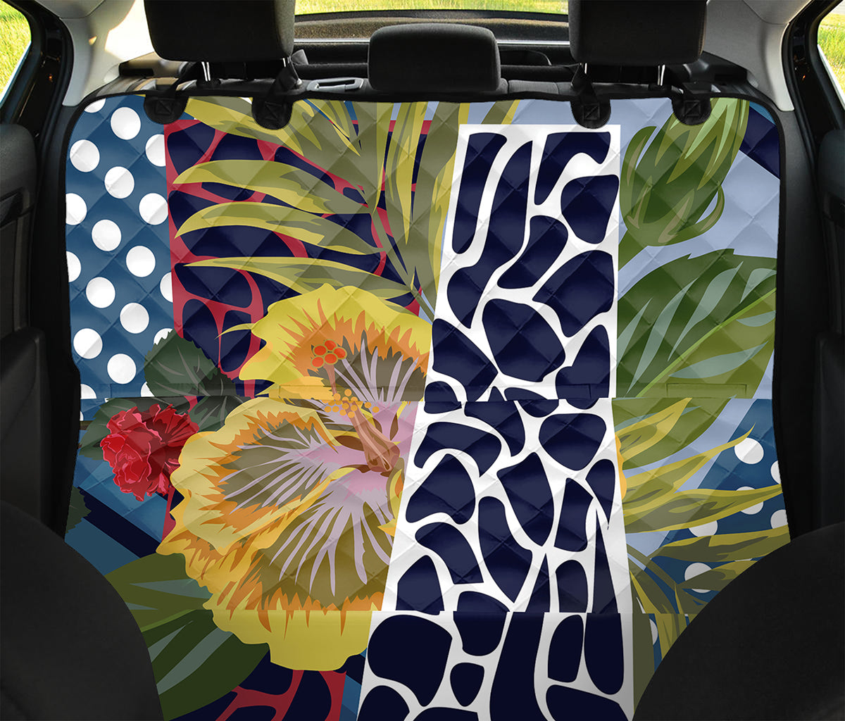 Exotic Patchwork Pattern Print Pet Car Back Seat Cover