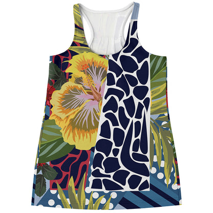 Exotic Patchwork Pattern Print Women's Racerback Tank Top