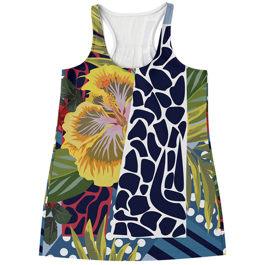 Exotic Patchwork Pattern Print Women's Racerback Tank Top