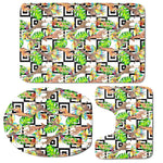 Exotic Tropical Giraffe Pattern Print 3 Piece Bath Mat Set