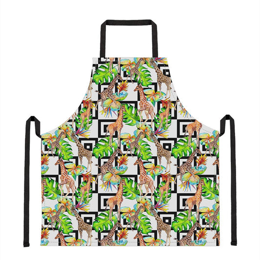 Exotic Tropical Giraffe Pattern Print Apron