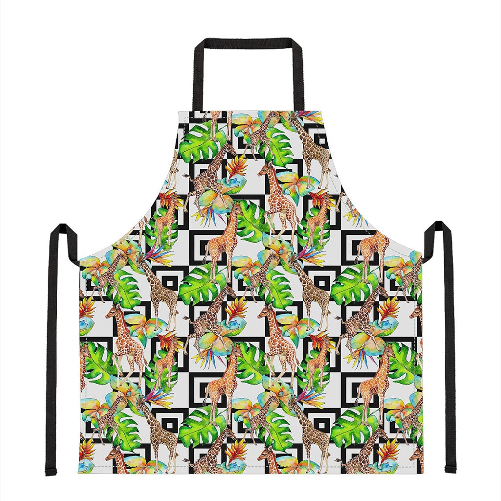 Exotic Tropical Giraffe Pattern Print Apron