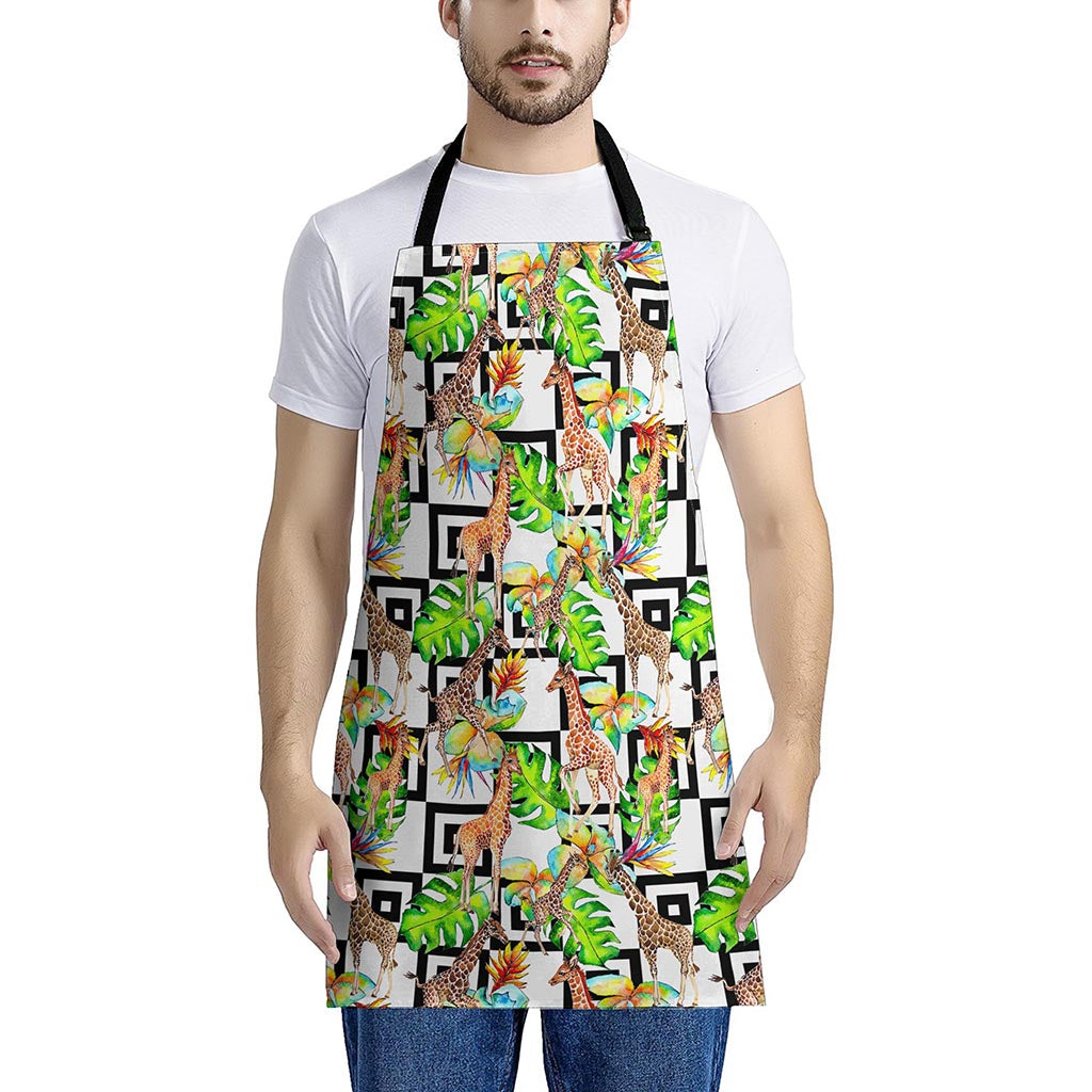 Exotic Tropical Giraffe Pattern Print Apron