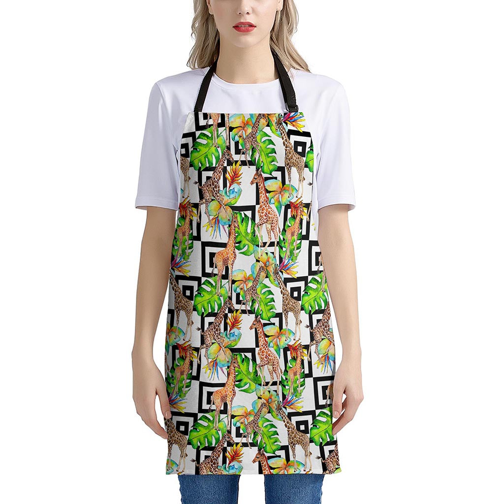 Exotic Tropical Giraffe Pattern Print Apron