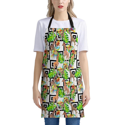 Exotic Tropical Giraffe Pattern Print Apron