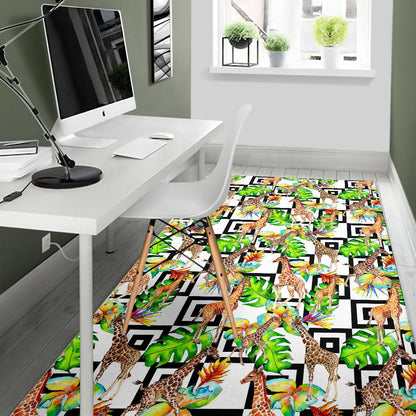 Exotic Tropical Giraffe Pattern Print Area Rug GearFrost