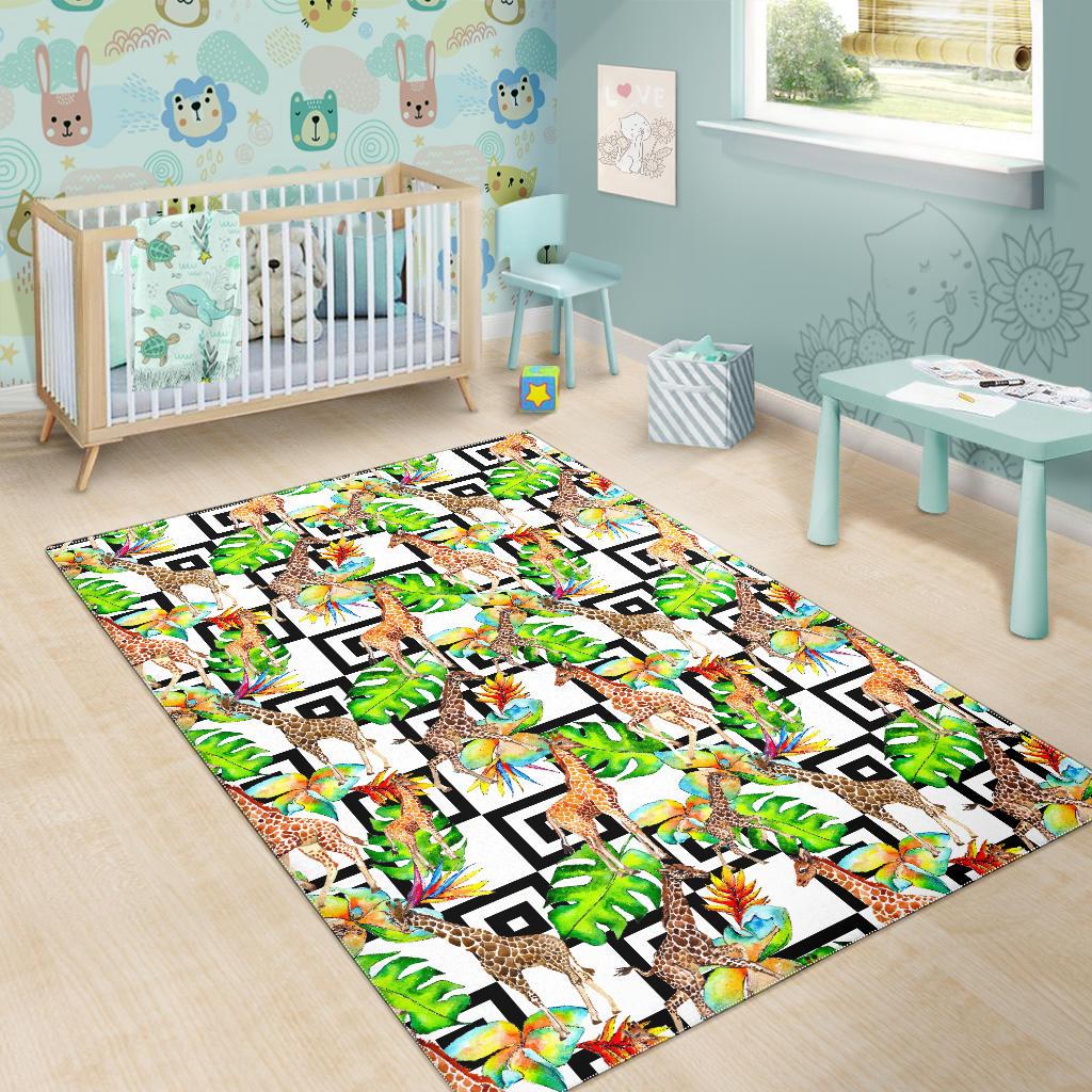 Exotic Tropical Giraffe Pattern Print Area Rug GearFrost