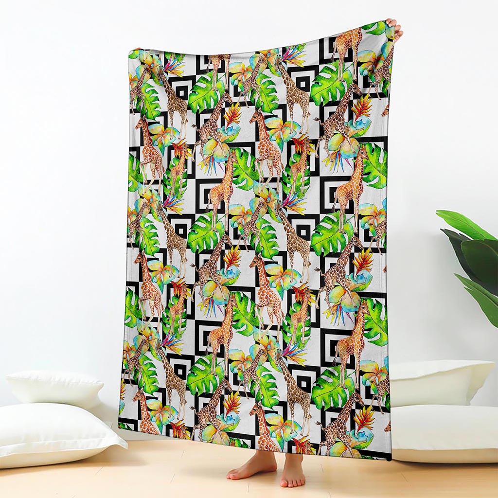 Exotic Tropical Giraffe Pattern Print Blanket