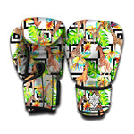 Exotic Tropical Giraffe Pattern Print Boxing Gloves
