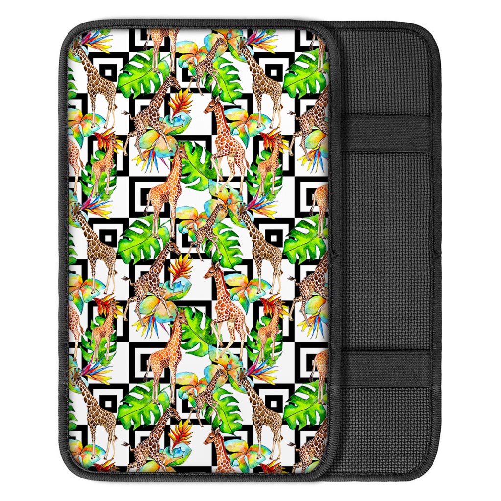 Exotic Tropical Giraffe Pattern Print Car Center Console Cover