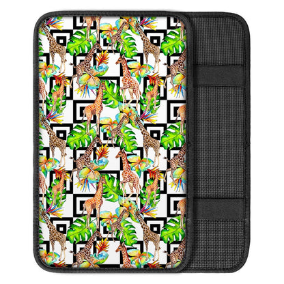 Exotic Tropical Giraffe Pattern Print Car Center Console Cover