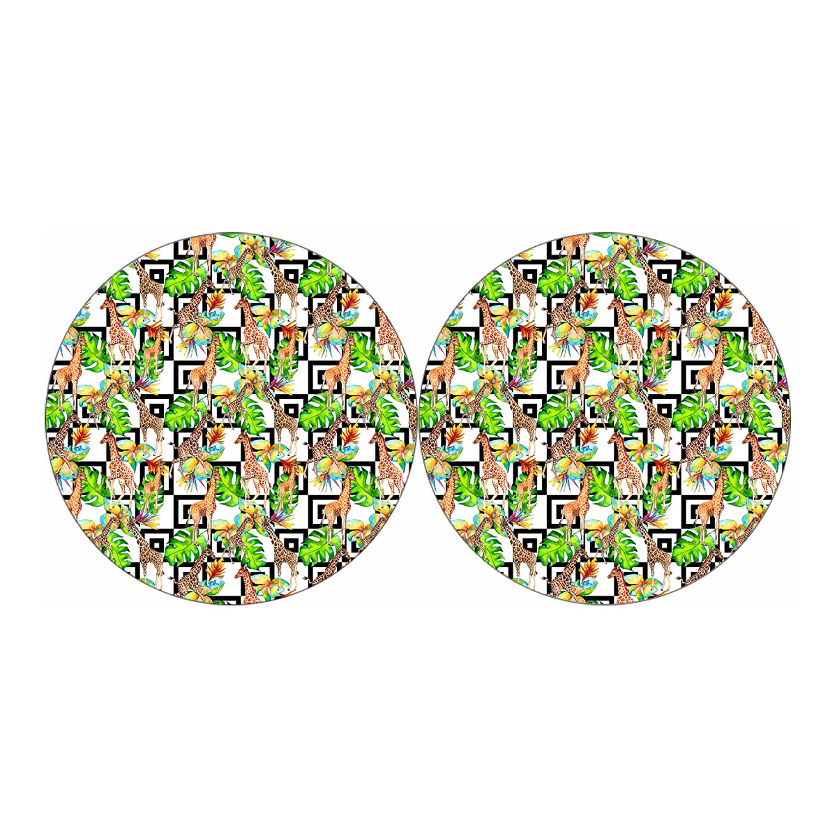 Exotic Tropical Giraffe Pattern Print Car Coasters