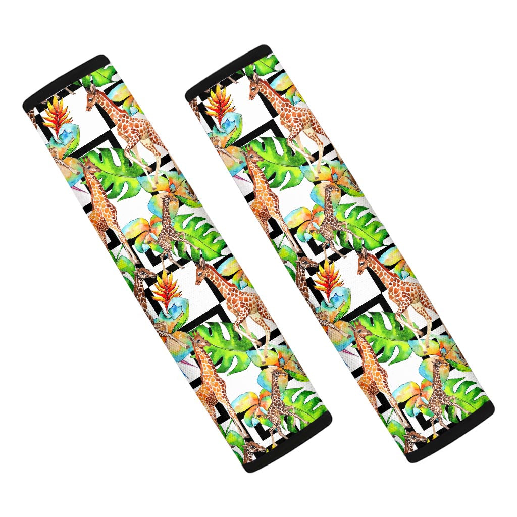 Exotic Tropical Giraffe Pattern Print Car Seat Belt Covers