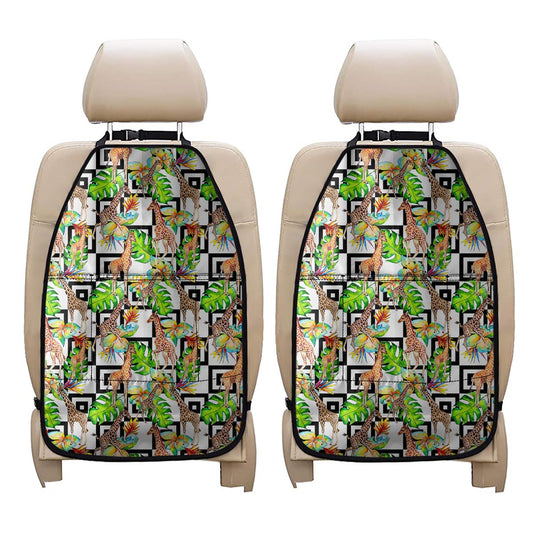 Exotic Tropical Giraffe Pattern Print Car Seat Organizers