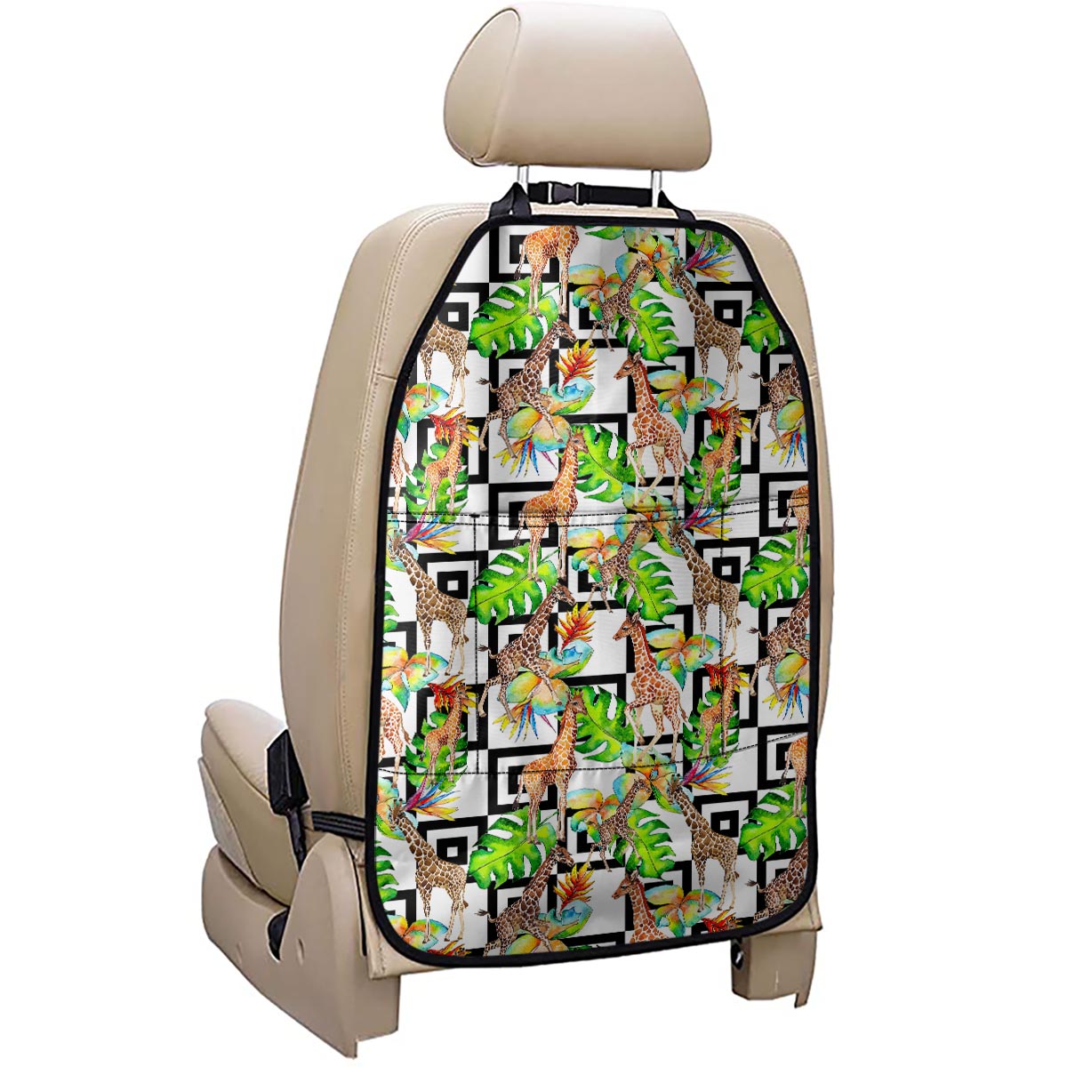 Exotic Tropical Giraffe Pattern Print Car Seat Organizers