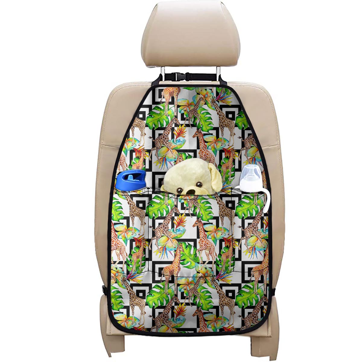 Exotic Tropical Giraffe Pattern Print Car Seat Organizers