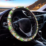 Exotic Tropical Giraffe Pattern Print Car Steering Wheel Cover