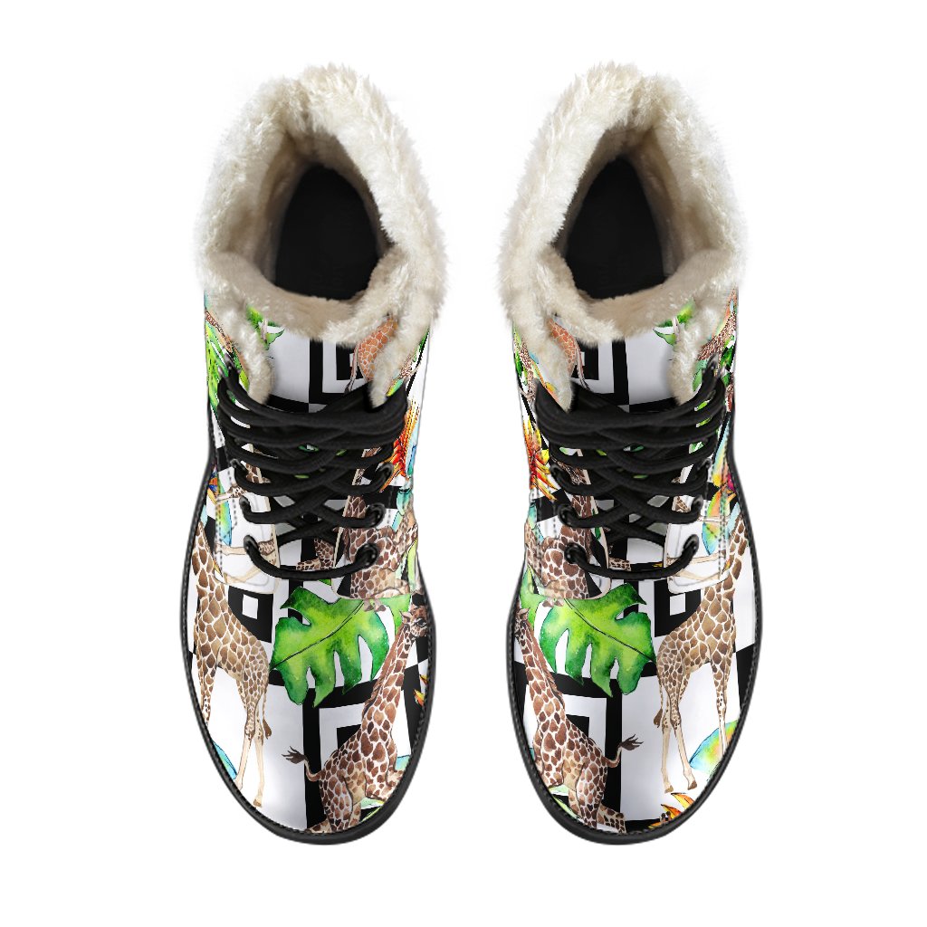 Exotic Tropical Giraffe Pattern Print Comfy Boots GearFrost