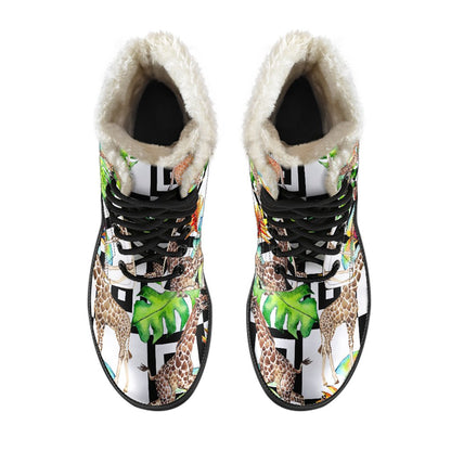 Exotic Tropical Giraffe Pattern Print Comfy Boots GearFrost