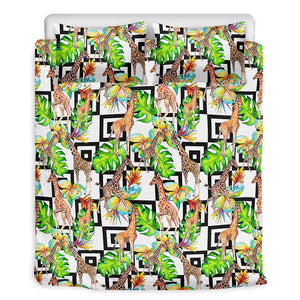 Exotic Tropical Giraffe Pattern Print Duvet Cover Bedding Set