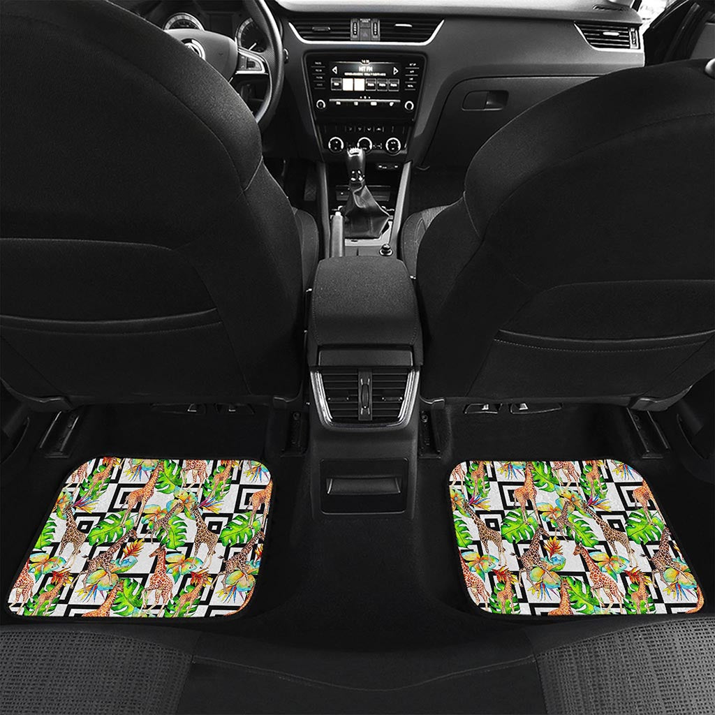 Exotic Tropical Giraffe Pattern Print Front and Back Car Floor Mats