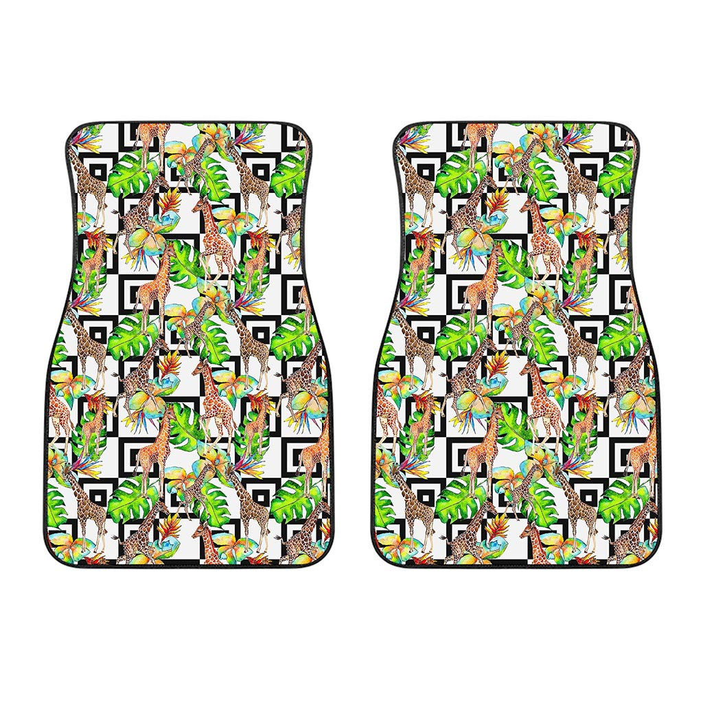 Exotic Tropical Giraffe Pattern Print Front Car Floor Mats