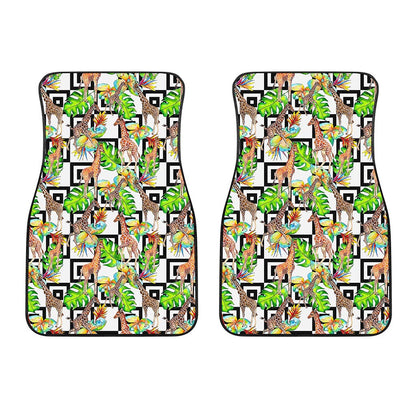 Exotic Tropical Giraffe Pattern Print Front Car Floor Mats